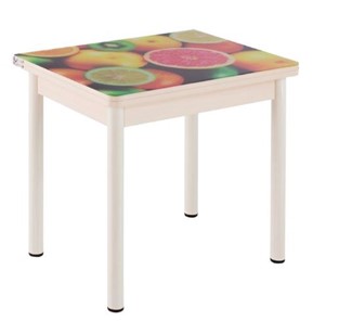 Кухонный пристенный стол СПА-01 СТФ, дуб молочный ЛДСП/стекло фрукты/36 прямые трубки крашеные белые в Пскове