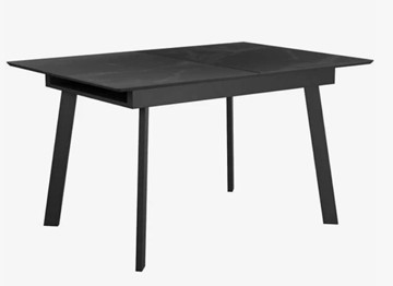 Стеклянный кухонный стол раздвижной  DikLine SFH125 стекло Оптивайт Черный мрамор/подстолье черное в Пскове