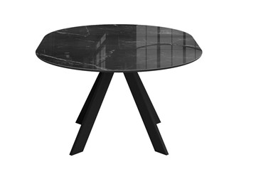 Стол из стекла раздвижной DikLine SFC110 d1100 стекло Оптивайт Черный мрамор/подстолье черное/опоры черные в Пскове