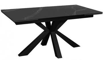 Керамический кухонный стол раздвижной DikLine SFE140 Керамика Черный мрамор/подстолье черное/опоры черные (2 уп.) в Пскове