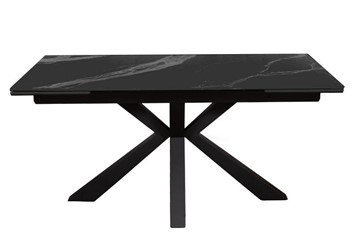 Керамический стол раздвижной DikLine SFE160 Керамика Черный мрамор/подстолье черное/опоры черные (2 уп.) в Пскове