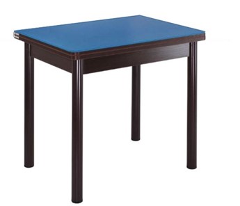 Стеклянный обеденный стол СПА-01 СТ2, венге ЛДСП/стекло синие/38 прямые трубки крашеные коричневый в Пскове