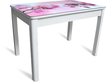 Раздвижной стол Айсберг-01 СТФ, белое лдсп/орхидея/40 прямые массив белые в Пскове