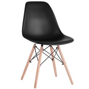 Комплект обеденных стульев 4 шт. BRABIX "Eames CF-010", пластик черный, опоры дерево/металл, 532631, 2033A в Пскове