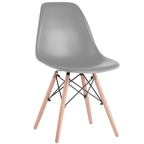 Комплект обеденных стульев 4 шт. BRABIX "Eames CF-010", пластик серый, опоры дерево/металл, 532632, 2033A в Пскове