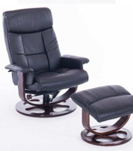 Кресло J6011 для релаксации нат. кожа / дерево, черный в Пскове