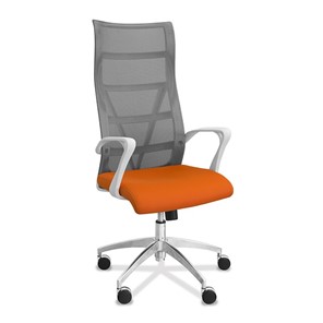 Офисное кресло для руководителя Топ X белый каркас, сетка/ткань TW / серая/оранжевая в Пскове