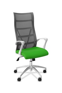 Кресло офисное Топ X белый каркас, сетка/ткань TW / серая/салатовая в Пскове