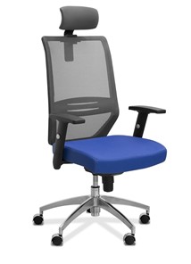 Кресло офисное Aero с подголовником, сетка/ткань TW / черная/ синяя в Пскове
