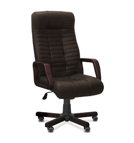 Офисное кресло для руководителя Атлант W, экокожа премиум / тёмно-коричневая CN1113/ дерево - венге в Пскове