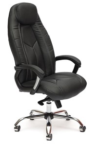 Кресло компьютерное BOSS Lux, кож/зам, черный/черный перфорированный, арт.9160 в Пскове