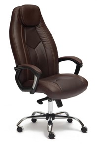 Офисное кресло BOSS Lux, кож/зам, коричневый/коричневый перфорированный, арт.9816 в Пскове