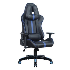 Офисное кресло BRABIX "GT Carbon GM-120", две подушки, экокожа, черное/синее, 531930 в Пскове
