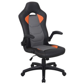Офисное кресло BRABIX "Skill GM-005", откидные подлокотники, экокожа, черное/оранжевое, 532495 в Пскове