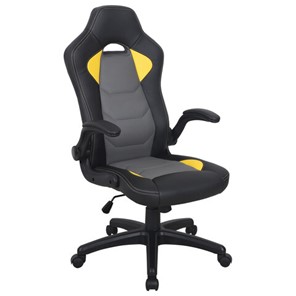 Офисное кресло BRABIX "Skill GM-005", откидные подлокотники, экокожа, черное/желтое, 532494 в Пскове