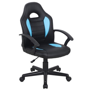 Офисное кресло BRABIX "Spark GM-201", экокожа, черное/голубое, 532505 в Пскове