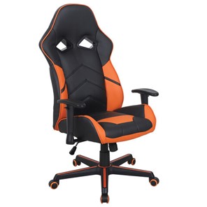 Офисное кресло BRABIX "Storm GM-006", регулируемые подлокотники, экокожа, черное/оранжевое, 532502 в Пскове