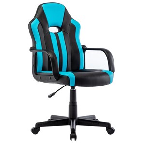 Офисное кресло BRABIX "Stripe GM-202", экокожа, черное/голубое, 532509 в Пскове