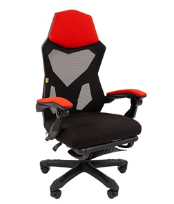 Кресло CHAIRMAN 571 с подставкой для ног , сетчатый акрил / полиэстер черный/красный в Пскове