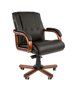 Офисное кресло CHAIRMAN 653M кожа черная в Пскове