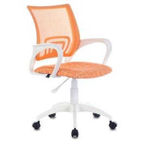 Компьютерное кресло Brabix Fly MG-396W (с подлокотниками, пластик белый, сетка, оранжевое с рисунком "Giraffe") 532402 в Пскове