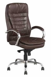 Кресло офисное J 9031-1 экокожа /хром, коричневый в Пскове