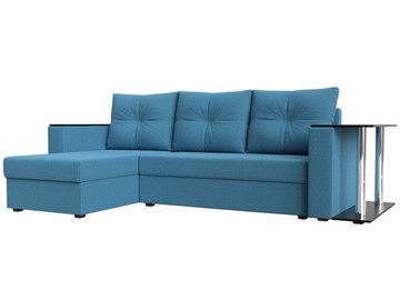 Угловой диван с оттоманкой Атланта Лайт, Амур голубой (микровельвет) в Пскове