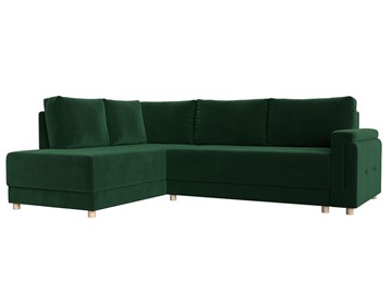 Угловой раскладной диван Лига-024, Зеленый (Велюр) в Пскове