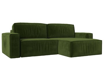 Угловой раскладной диван Прага Классик, Зеленый (микровельвет) в Пскове