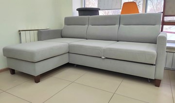 Угловой диван с оттоманкой Марсель Luma 13 серый велюр в Пскове