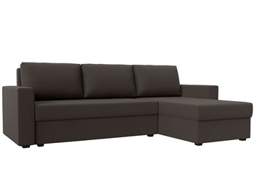 Угловой диван с оттоманкой Траумберг Лайт, Амур коричневый (Рогожка) в Пскове