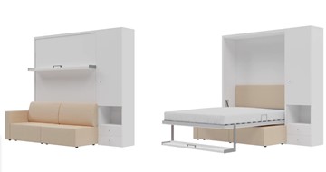 Подъемная кровать Кровать-трансформер Smart (КД 1400+ШП), шкаф правый, левый подлокотник в Пскове