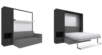 Подъемная кровать Кровать-трансформер Smart (ШЛ+КД 1400), шкаф левый, правый подлокотник в Пскове