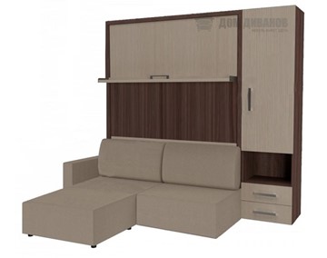 Кровать-шкаф Кровать-трансформер Smart (КД 1400+ШП+Пуф), шкаф правый, левый подлокотник в Пскове