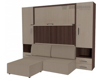 Шкаф-кровать трансформер Кровать-трансформер Smart (ШЛ+КД 1400+ШП+Пуф), 2 шкафа, без подлокотников в Пскове