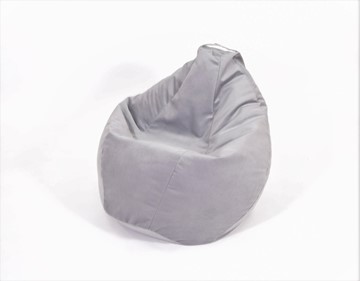 Кресло-мешок Груша малое, велюр однотон, серое в Пскове