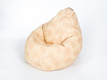 Кресло-мешок Груша среднее, жаккард, бежевые листья в Пскове