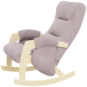 Кресло-качалка ЭЛИТ с карманами Джанни (каркас дуб, сиденье серо-розовое) в Пскове