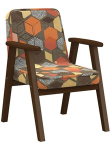 Кресло Ретро ткань геометрия коричневый, каркас орех в Пскове