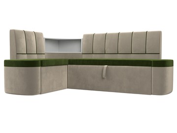 Раскладной кухонный диван Тефида, Зеленый\Бежевый (Микровельвет) в Пскове