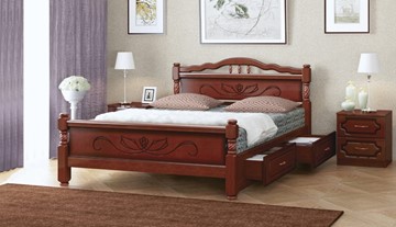 Кровать с выкатными ящиками Карина-5 (Орех) 140х200 в Пскове