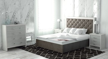 Кровать с механизмом 2-спальная Сарма Манхэттен 160х200 (с коробом), высота спинки - 140 см в Пскове