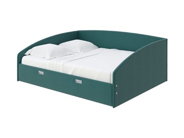 Кровать двуспальная Bono 160х200, Велюр (Forest 560 Морская волна) в Пскове