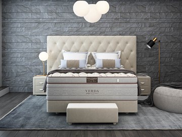Спальная кровать Luxe/Podium M 160х200, Флок (Велсофт Бежевый) в Пскове