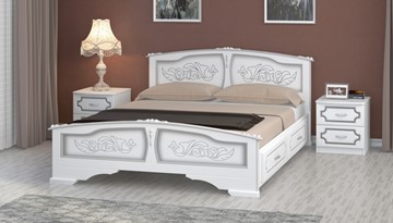 Кровать с выкатными ящиками Елена (Белый Жемчуг) 160х200 в Пскове