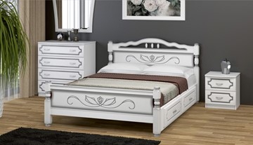 Кровать с выкатными ящиками Карина-5 (Белый Жемчуг) 160х200 в Пскове