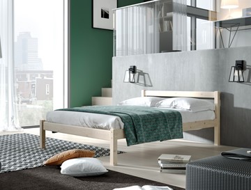 Спальная кровать Мебельград Рино с опорными брусками 160х200 массив сосны, без покрытия в Пскове