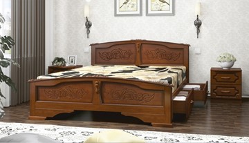 Кровать с выкатными ящиками Елена (Орех) 140х200 в Пскове