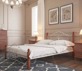 Кровать 2-спальная Фортуна 1, 1600, белый/махагон в Пскове