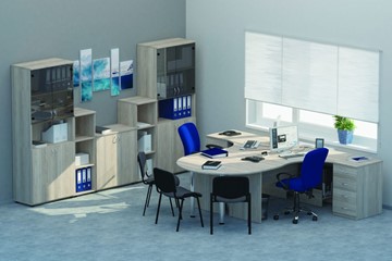 Комплект офисной мебели Twin для 2 сотрудников с совмещенными столами в Пскове